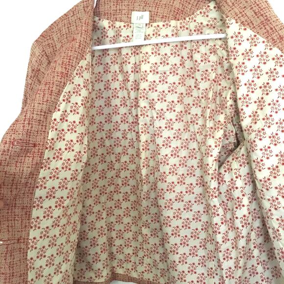 J Jill Women’s Blazer 14 Red Plaid Tweed Cropped Big Buttons Preppy Y2K Large - Picture 6 of 8